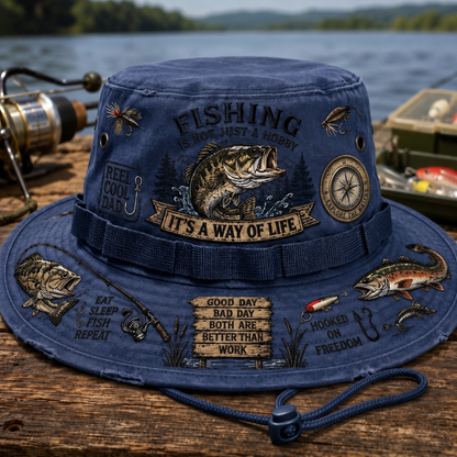 Fishing Is a Way of Life Wide-Brim Fishing Hat-1