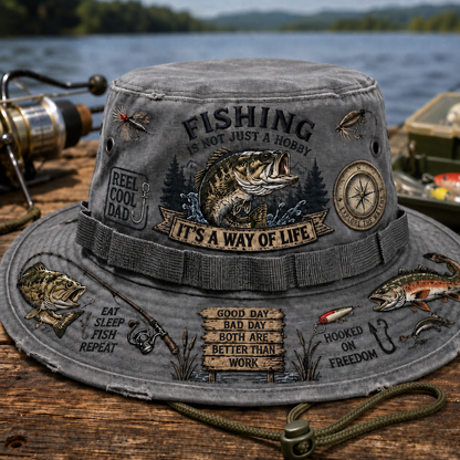 Fishing Is a Way of Life Wide-Brim Fishing Hat-1