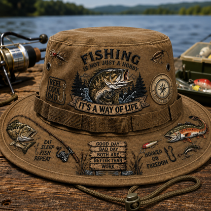 Fishing Is a Way of Life Wide-Brim Fishing Hat-1