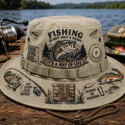 Fishing Is a Way of Life Wide-Brim Fishing Hat-1