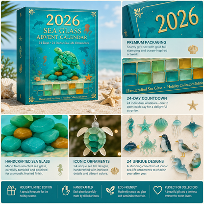 🐟2026 Ocean Wonders Advent Calendar – 24 Sea Glass-Inspired Marine Life Ornaments-1