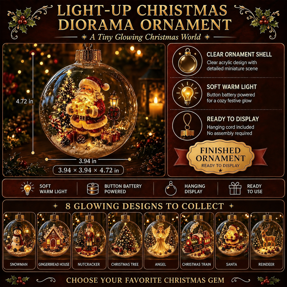 🎁A Tiny Glowing Christmas World – Light-Up Diorama Ornament