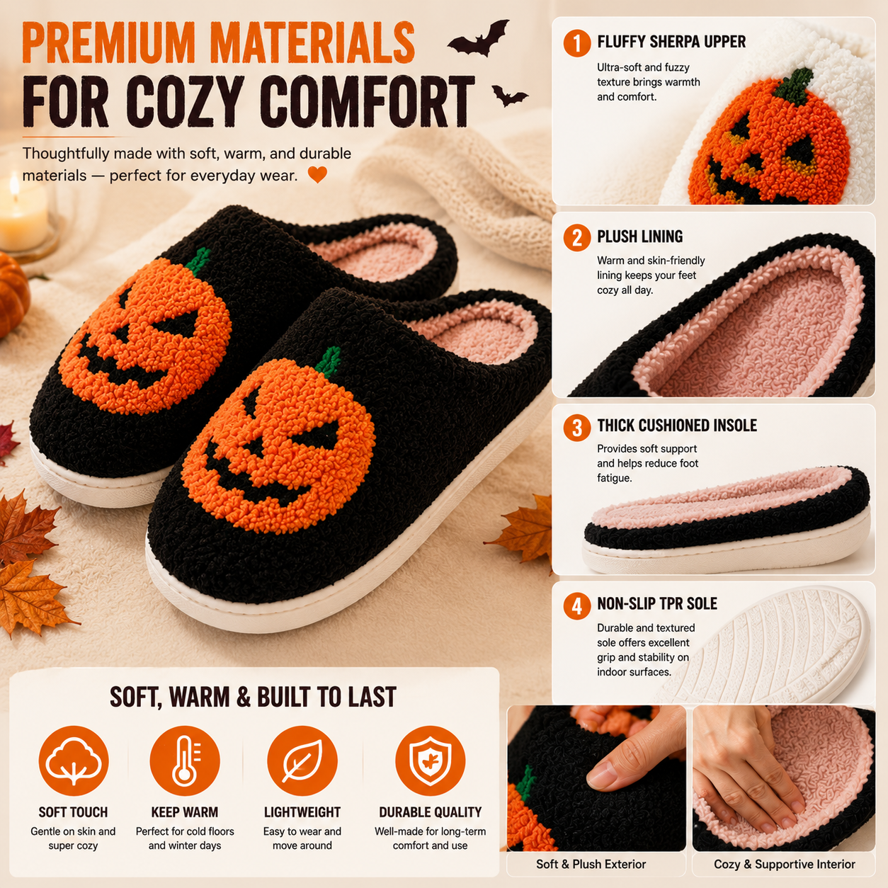 🎁Limited-Time 50% OFF — Sirnedam Cloud-Soft Pumpkin Slippers