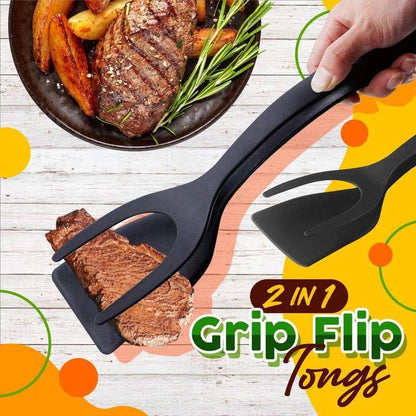 🔥🔥🔥50% OFF -Silicone 2-in-1 Grip and Flip Kitchen Tongs – Heat Resistant & Scratch Free-1