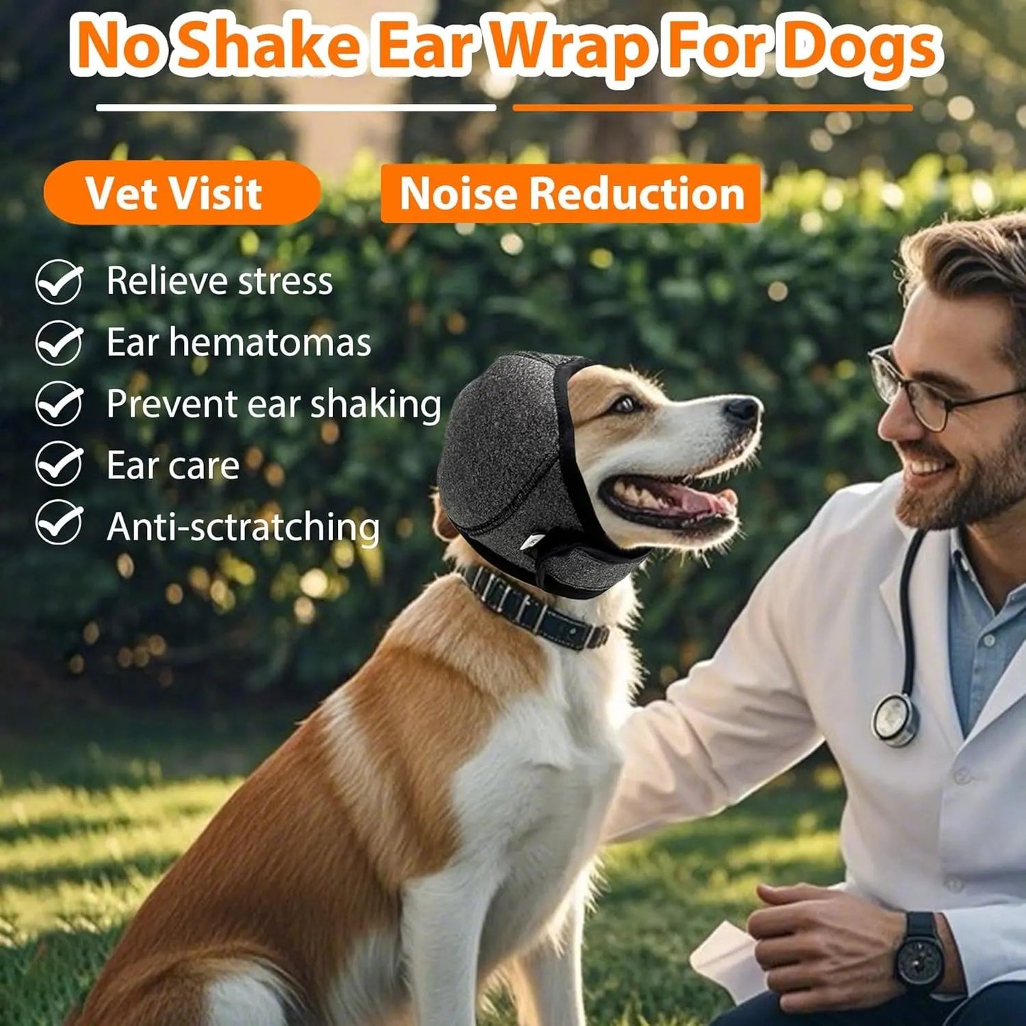 🔥 [Flash Sale - 50% OFF] No More Shivering from Thunder & Dryers! ❤️ Dailyard Dog Calming Ear Wrap for Instant Anxiety Relief-1