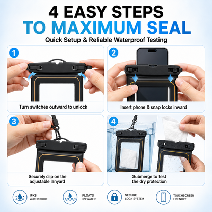 Floating Waterproof Phone Pouch – Touchscreen Dry Case for Beach, Pool & Boat Trips-1