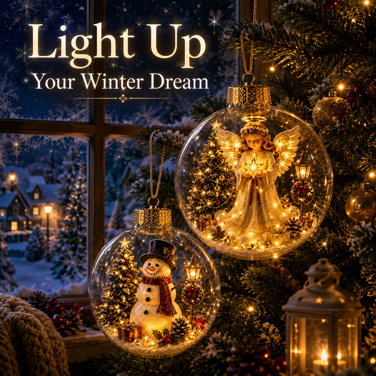 🎁A Tiny Glowing Christmas World – Light-Up Diorama Ornament