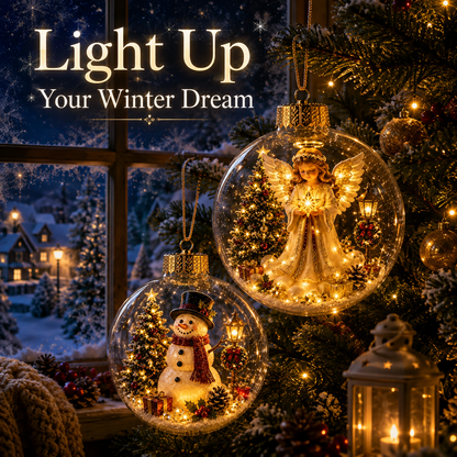 🎁A Tiny Glowing Christmas World – Light-Up Diorama Ornament