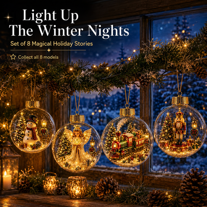 🎁A Tiny Glowing Christmas World – Light-Up Diorama Ornament