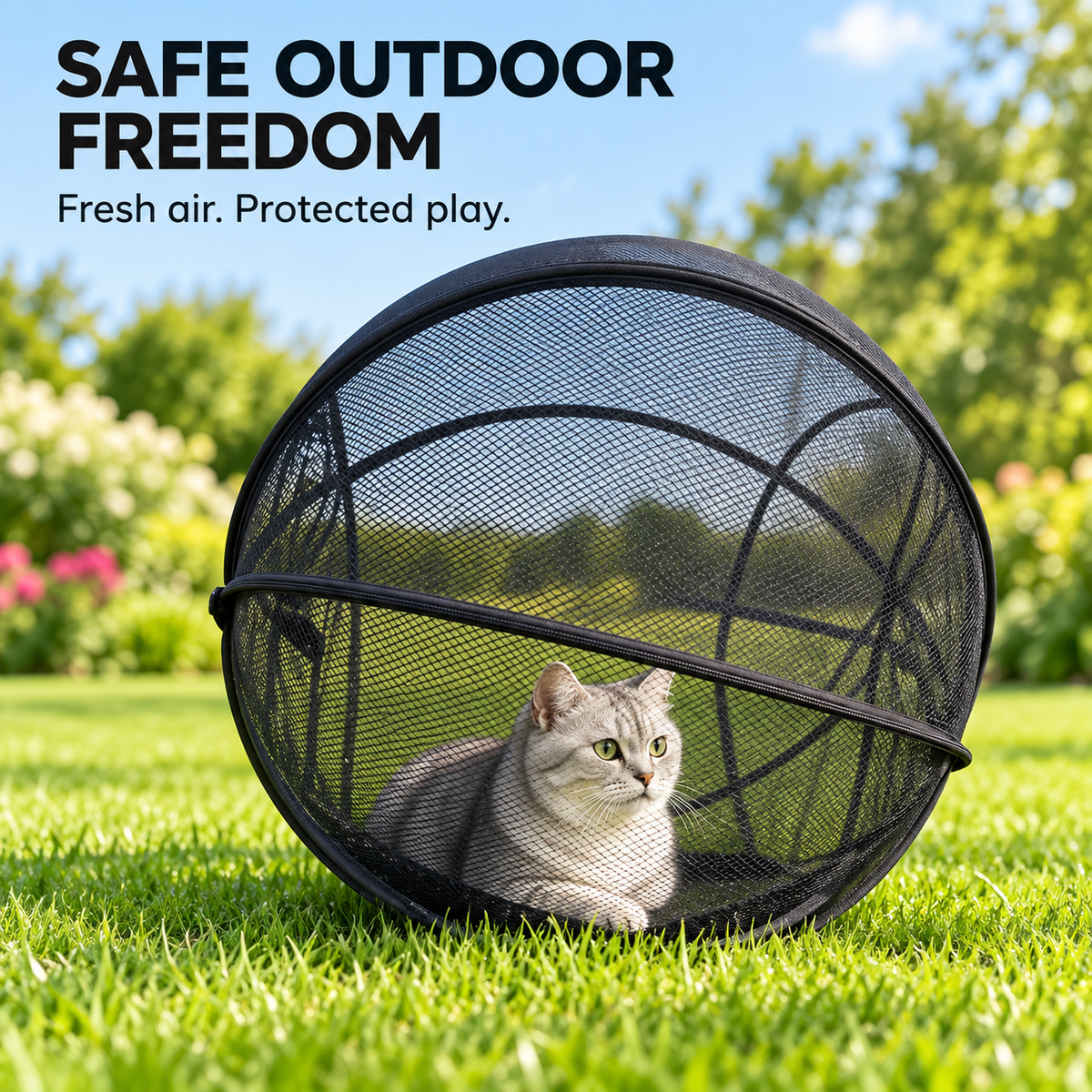 🐱🌿 FreshAir Cat Haven – Pop-Up Mesh Playpen