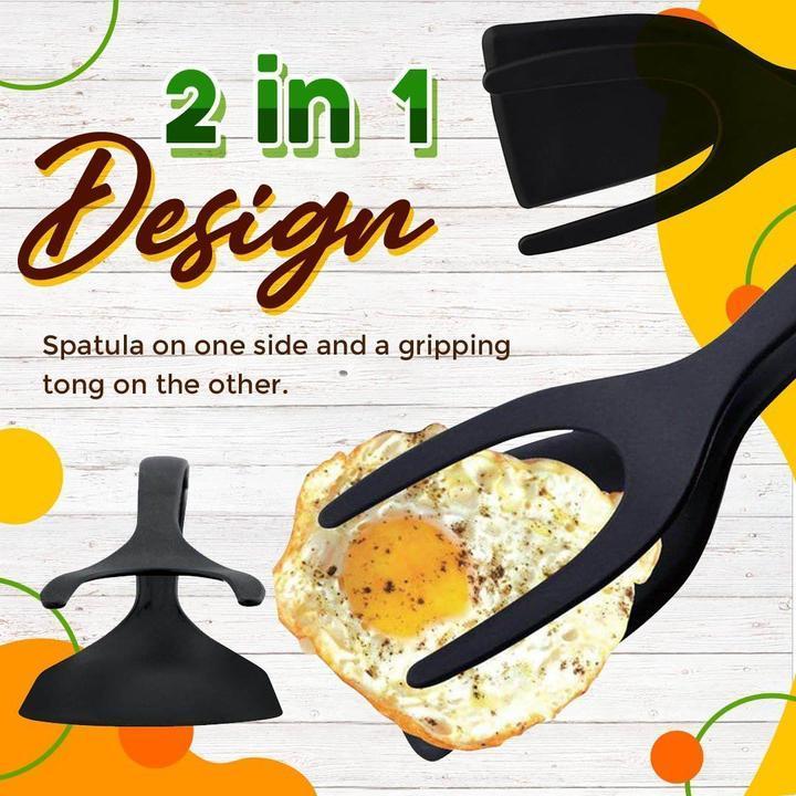 🔥🔥🔥50% OFF -Silicone 2-in-1 Grip and Flip Kitchen Tongs – Heat Resistant & Scratch Free-1