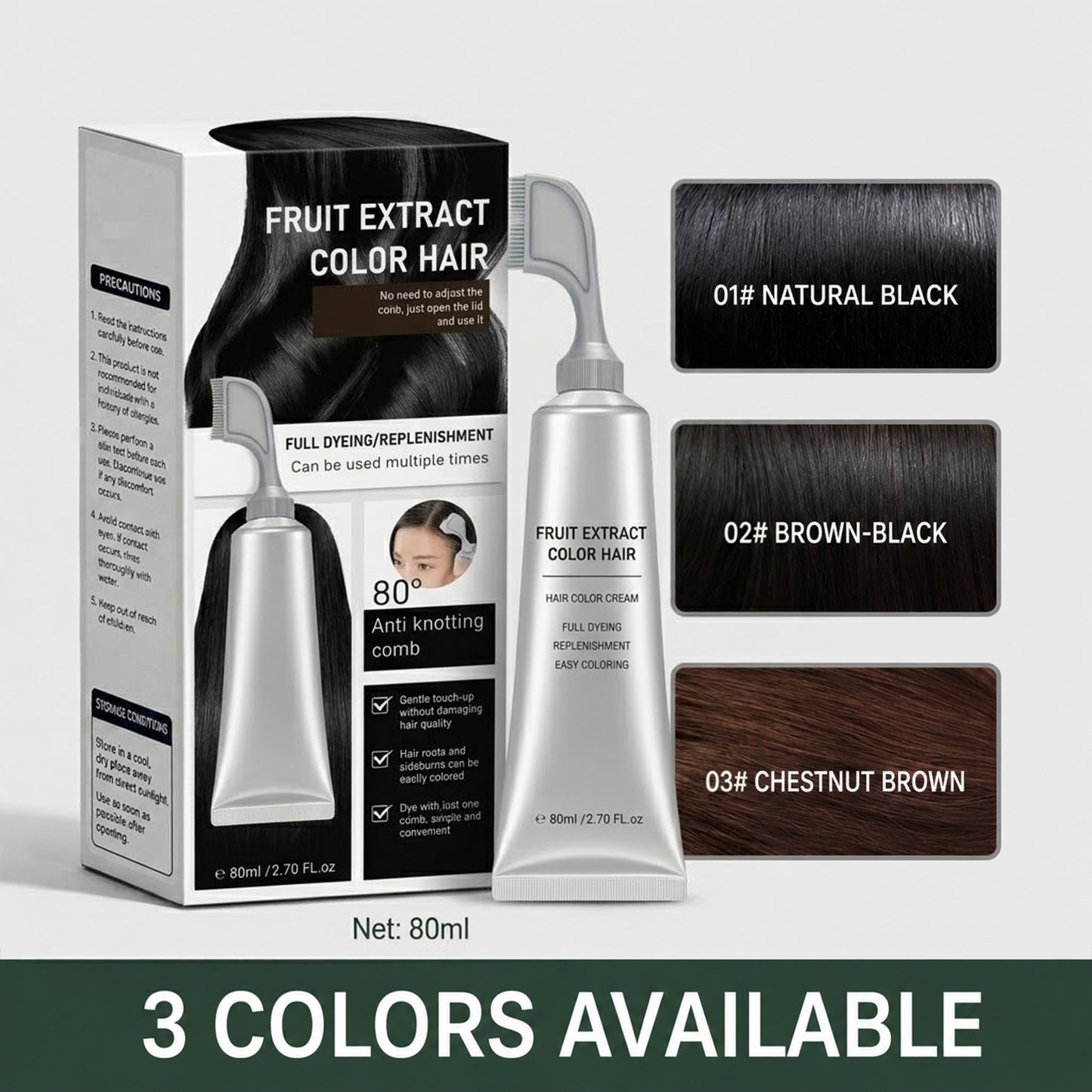 🔥Buy 1, Get 1 FREE, Comb-On Hair Color for Easy Gray Root Touch-Ups
