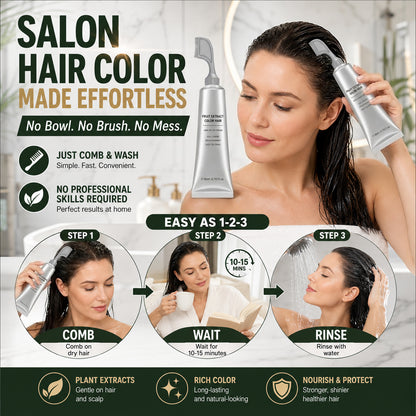 🔥Buy 1, Get 1 FREE, Comb-On Hair Color for Easy Gray Root Touch-Ups