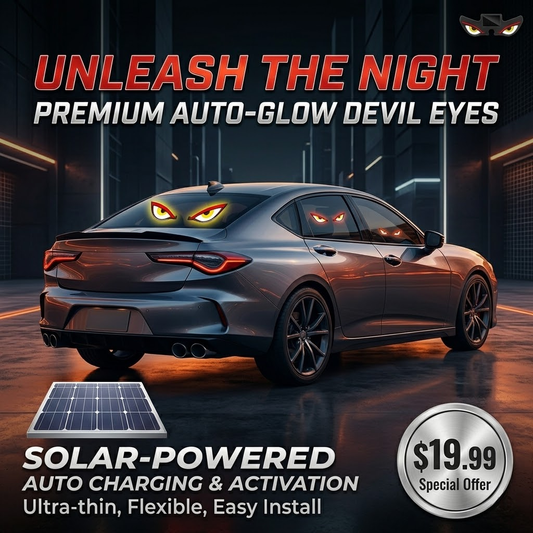 Solar LED Devil Eye Light - Auto-On/Off Wireless Car Decoration