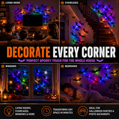 3D LED Bat Wall Decor – Light-Up Halloween Bat Stickers-1