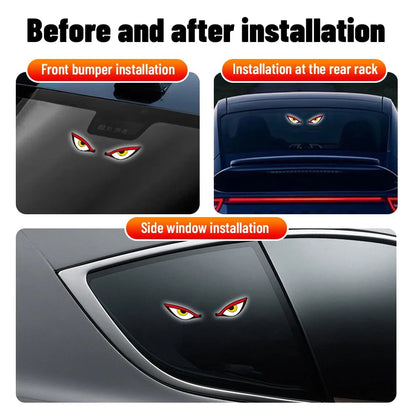 Solar LED Devil Eye Light - Auto-On/Off Wireless Car Decoration