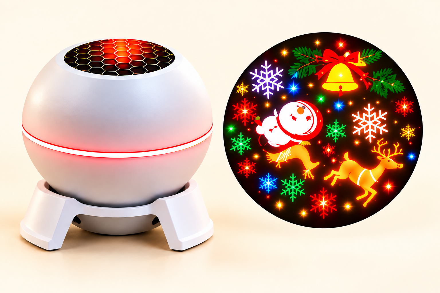 Single-theme Christmas projector with snowman, reindeer and snowflake projection