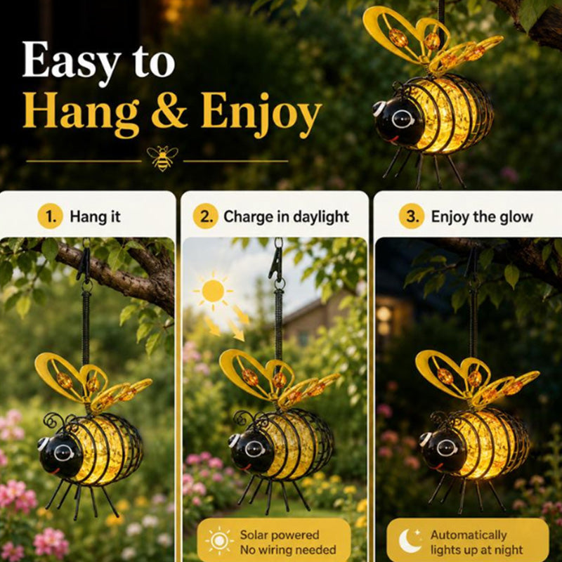Bring Your Garden to Life Tonight — Solar Powered Hanging Bee Light-1