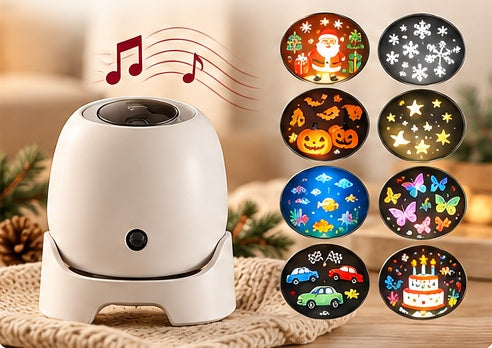8-in-1 Music Edition projector with eight theme previews